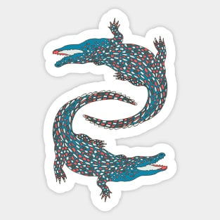 Crocodiles (Pink and Teal Palette) Sticker